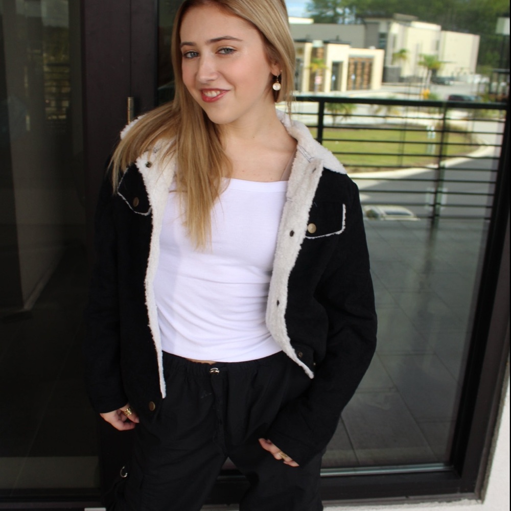 Women's Black Sherpa-Lined Jacket